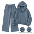 thumbnail image 6 of SUNBS Women's Sweatsuits 2 Piece Outfits for Women Two Way Zipper Jacket Hoodies Fall Oversized Loungewear Sets with Wide Baggy Leg Sweatpants with Pockets, 6 of 9