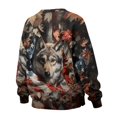 thumbnail image 5 of Yuyamidu Womens Fall Fashion 2025 Long Sleeve Shirts Patchwork Button Up V Neck Sweatshirt for Women Casual Trendy Pullover Teacher Outfits Tops Wolf, Size 2XL, 5 of 7