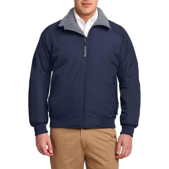 Just Blanks Tall Challenger Jacket Poly-Filled Body With Heavyweight Fleece Lining For Extra Warmth, True Navy/ Grey Heather, 4XLT