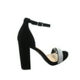 thumbnail image 2 of Laser Women's Rhinestone Open Toe Ankle Strap Buckle Chunky High Heels Sandals Shoes (Black Rhinestone, 7.5), 2 of 2