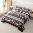 thumbnail image 3 of jejeloiu Bold Striped Bed Spread Queen,Fiesta Print Queen Coverlet Set For Boys,Red Gray,3 Pieces, 3 of 7