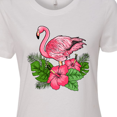 thumbnail image 4 of Inktastic Flamingo with Tropical Flowers Women's T-Shirt, 4 of 5
