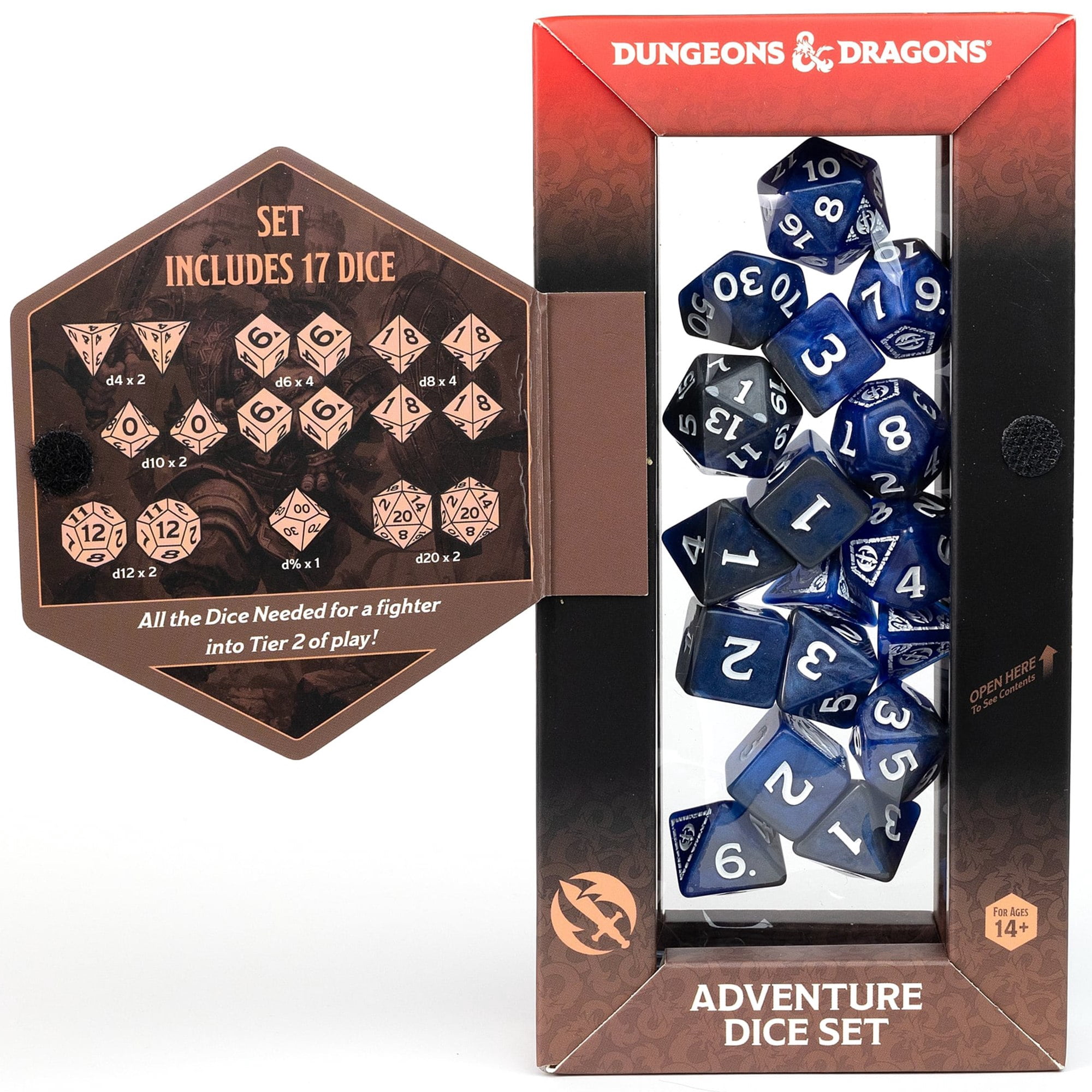 Dungeons & Dragons: D&D Adventure Dice: Fighter - Blue - 17pc RPG Die Set, Class Symbols, Roleplaying Game Accessory, Sirius Dice, Officially Licensed