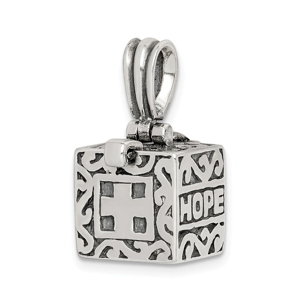 Best Quality Free Gift Box Sterling Silver Faith & Hope Prayer Box Pendant Best Quality Free Gift Box Sterling Silver Faith & Hope Prayer Box Pendant