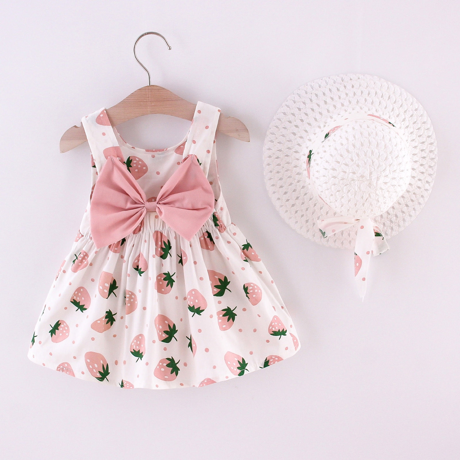 JYC 2019 Baby Girl Dresses Toddler Kid Girl Dot Printed Bow Princess Dress+Hat Outfits Set Clothes 