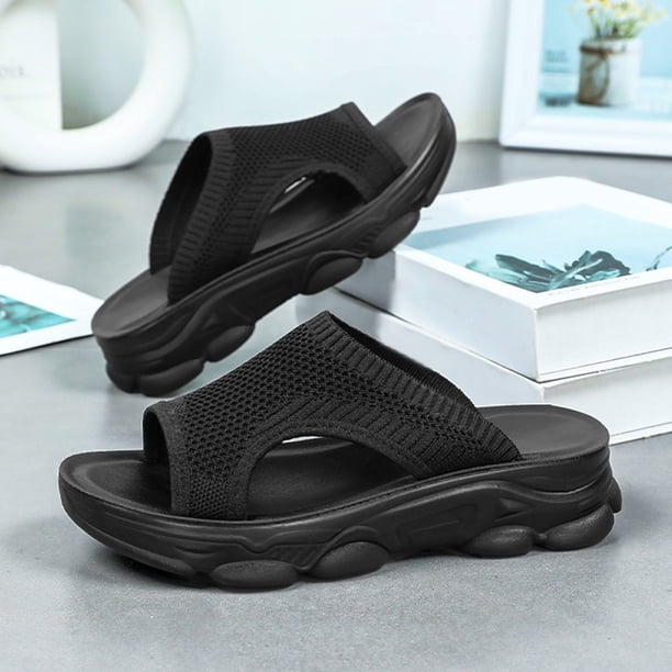 Mujeres Diapositivas Slip On Sandals Soporte de arco de la suela gruesa.