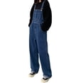 thumbnail image 3 of Womens Solid Color Buttoned Denim Jumpsuit With Shoulder Straps, 3 of 7