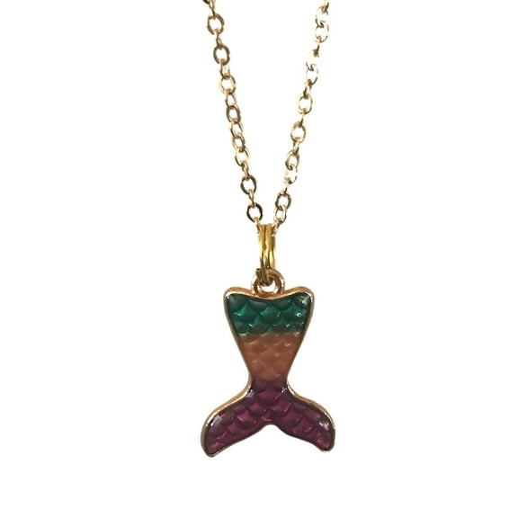 Mermaid Tail Necklace Colorful Pendant