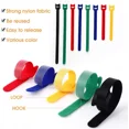 thumbnail image 4 of Ruban Adhésif Auto-Adhésif 15cm Réutilisable en Nylon Anneau de Crochet Boucle pour Gestion de Câble DIY Rouge 60 Pcs, 4 of 6