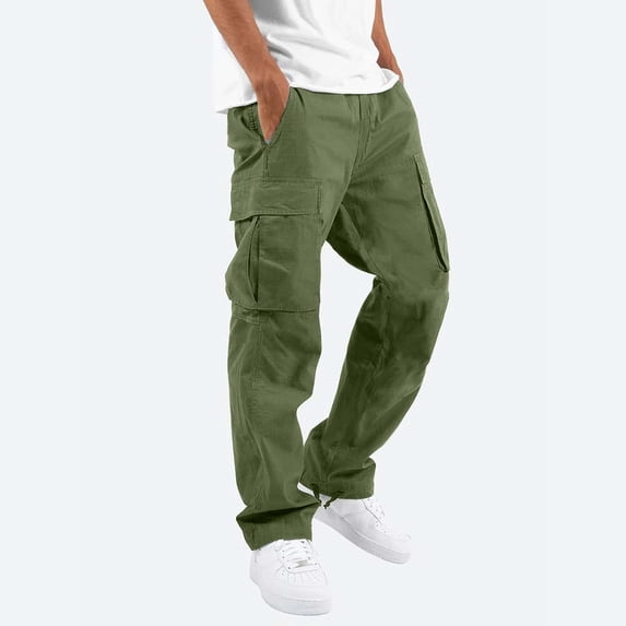 Gvdentm Mens Cargo Pants Open Bottom Baggy Elastic Waist Straight Leg Drawstring Athletic Sport Sweat Jogger Pants Size S