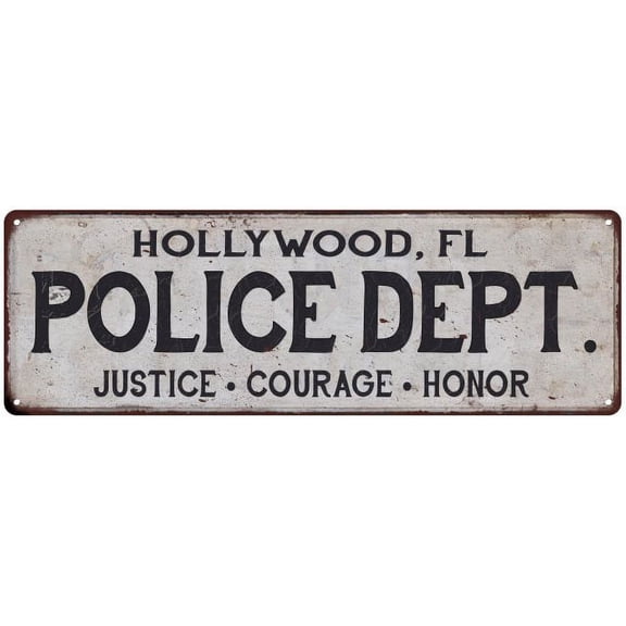 HOLLYWOOD, FL POLICE DEPT. Home Decor Metal Sign Gift 8x24 108240012162