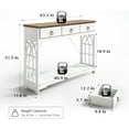 thumbnail image 2 of 43" Console Tables with Drawers,Farmhouse Entryway Table with Shelf and Solid Wood Legs,Narrow Long Rustic Vintage Sofa Foyer Tables for Entryway,White, 2 of 7