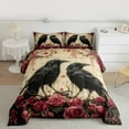thumbnail image 3 of Manfei 3D Black Crow Full Size Comforter Sets, Vintage Western Rose Floral Bedding Comforter Set, Teens Kids Adult Reversible Bedding Sets, Lightweight Room Decor, 3-Piece, 3 of 9