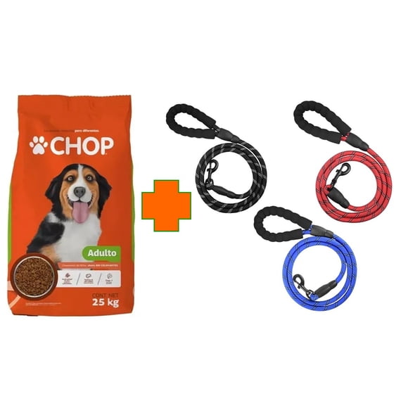 Paquete Chop adulto 25 kg + 1 correa de paseo 1.60 mts Fancy pets