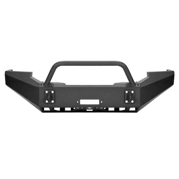 Suitable for Bumper Assembly Compatible with 1999-2004 Ford F250 F350 F-250 F-350 Super Duty W/Winch Plate Steel Powder Coated Black Two Packages