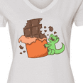 thumbnail image 4 of Inktastic Dino With Chocolate Bar Women's V-Neck T-Shirt, 4 of 5