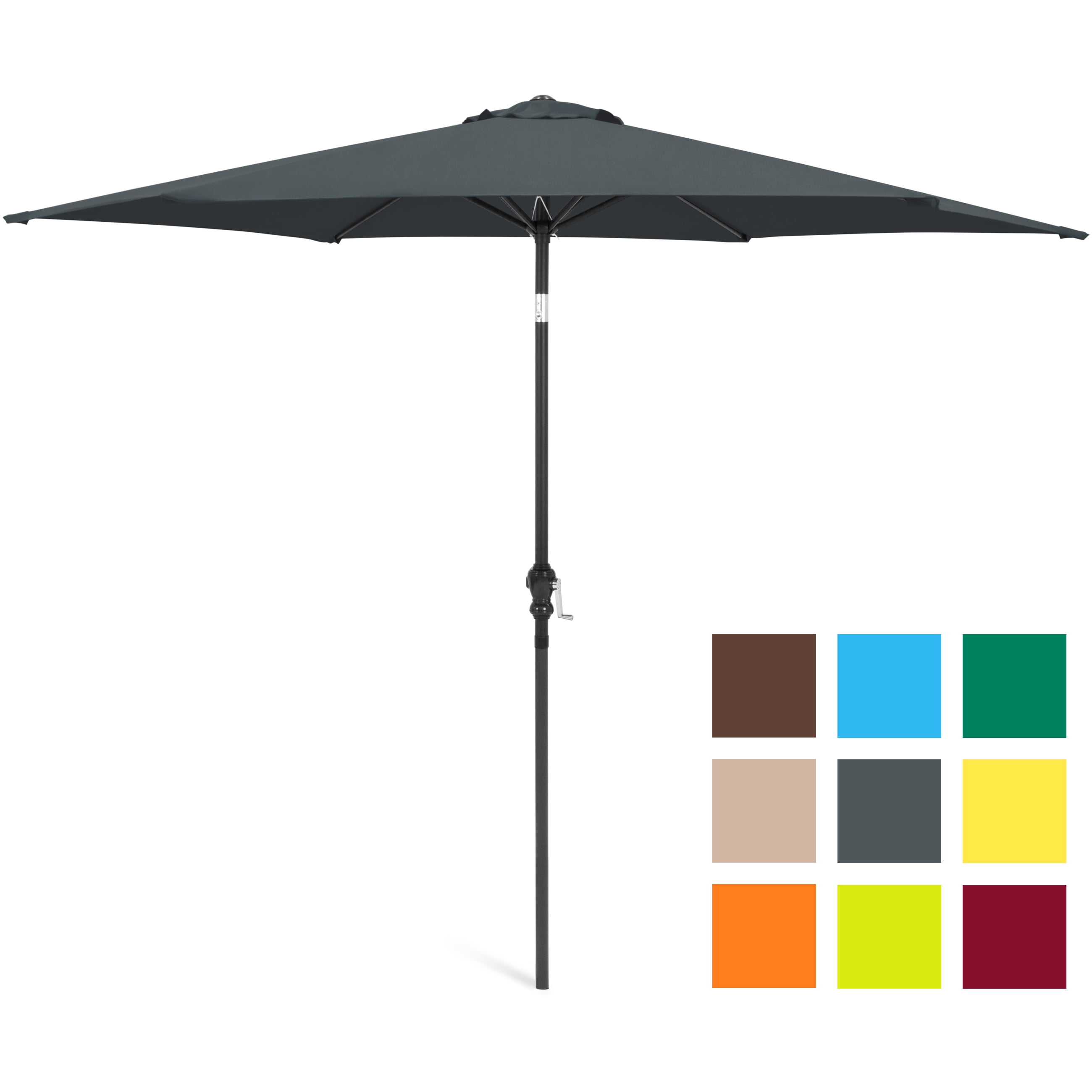 Best Choice Products 10-foot Outdoor Table Compatible Steel Polyester Market Patio Umbrella with Crank and Easy Push Button Tilt, Gray