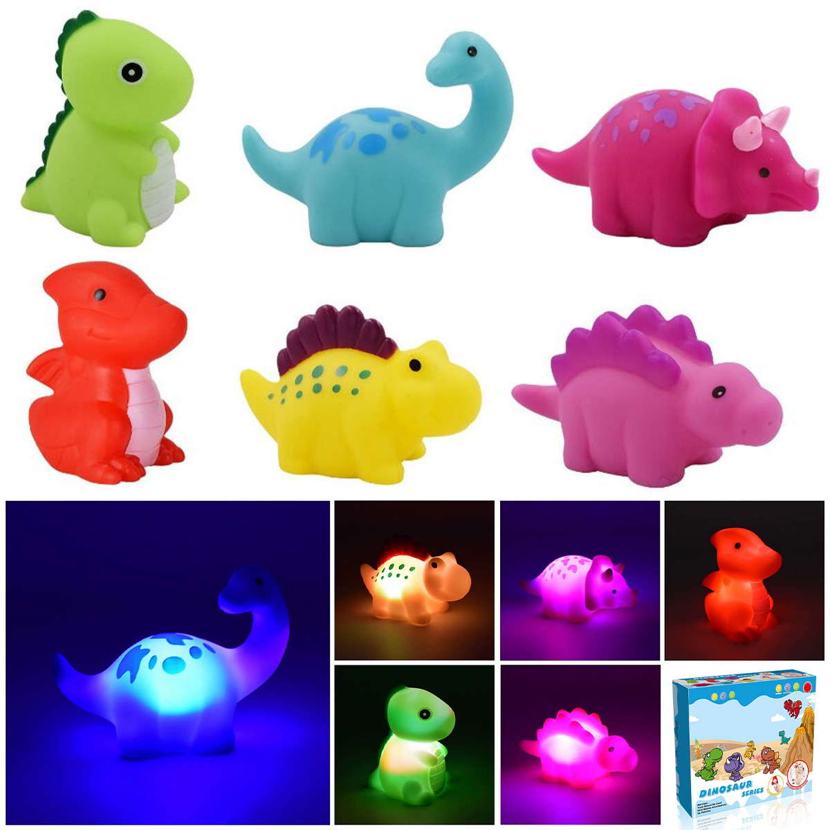 6pcs Light up Bath Toys for Kids Color Changing Water Toy Floating