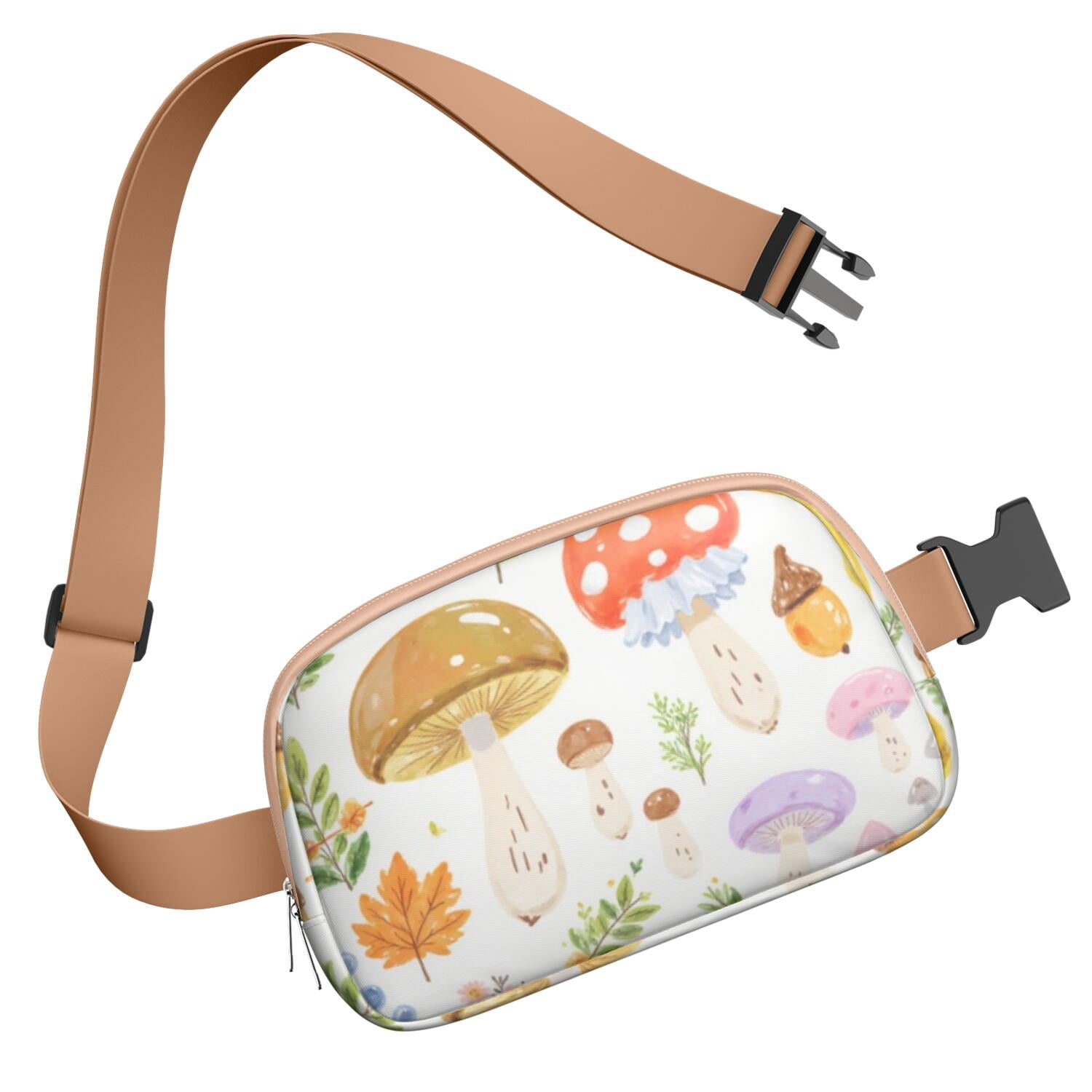 Cross Body Bag for Sports Enthusiasts Commuters Waist Bag & Hip Bum Bag with Adjustable Strap for Casual Running Hiking Cycling Mushroom Sporty Waist Pack