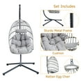 thumbnail image 4 of Heavy-Duty Outdoor Egg Chair with Stand & Cushion, Weatherproof Hanging Swing Seat for Balcony & Backyard (Light Gray), 4 of 9
