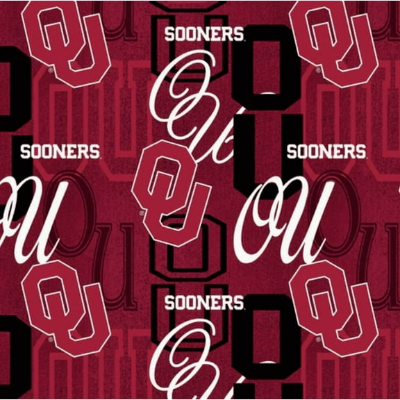 Official Licensed NCAA University of Oklahoma Letters Fabric by the Yard