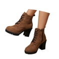 thumbnail image 3 of Fashion Heel Ankle Boots Side Zipper Lace Up Suede Winter Booties for Casual Outings, 3 of 9
