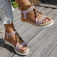thumbnail image 3 of Women's Elastic Slingback Platform Sandals Lightweight Non Slip Wedge Beach Shoes Comfortable Heeled Slide with Back Strap Red Size 7.5, 3 of 5