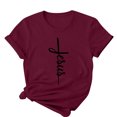 thumbnail image 3 of Camisetas de Cuello de Tripulación de Manga Corta para las Mujeres Cartas de Impresión de Pascua Camiseta de Manga Corta, Spandex de Poliéster, 3 of 5