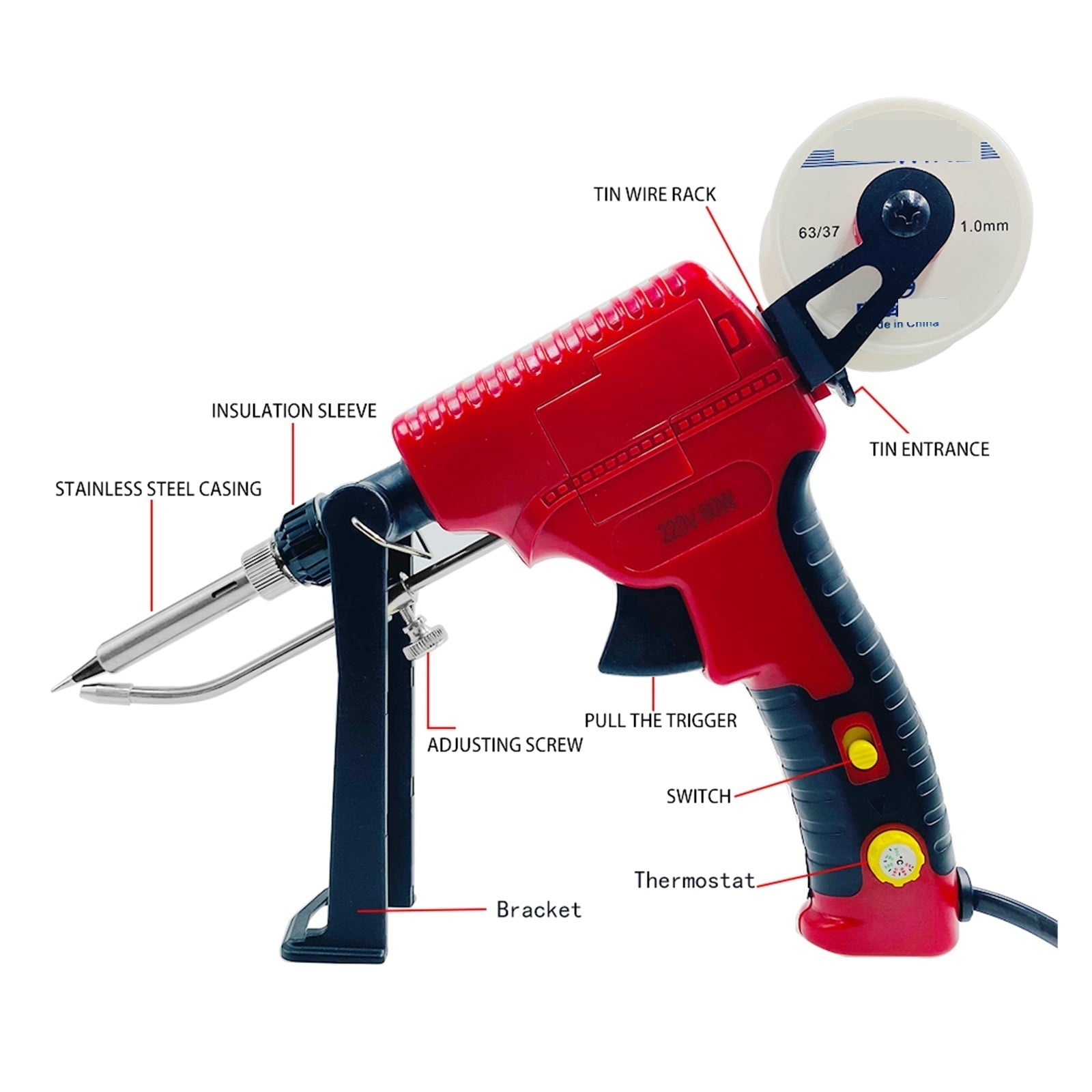Electric Soldering Iron Gun,Hand-held Internal Heating Soldering Iron,Automatically Send Tin Gun Soldering Welding Repair Tool