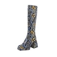 thumbnail image 2 of Bottes Hautes à Talons Épais à Plateforme pour Femmes avec Fleurs d'Automne et d'Hiver Assorties en Couleur, 2 of 9