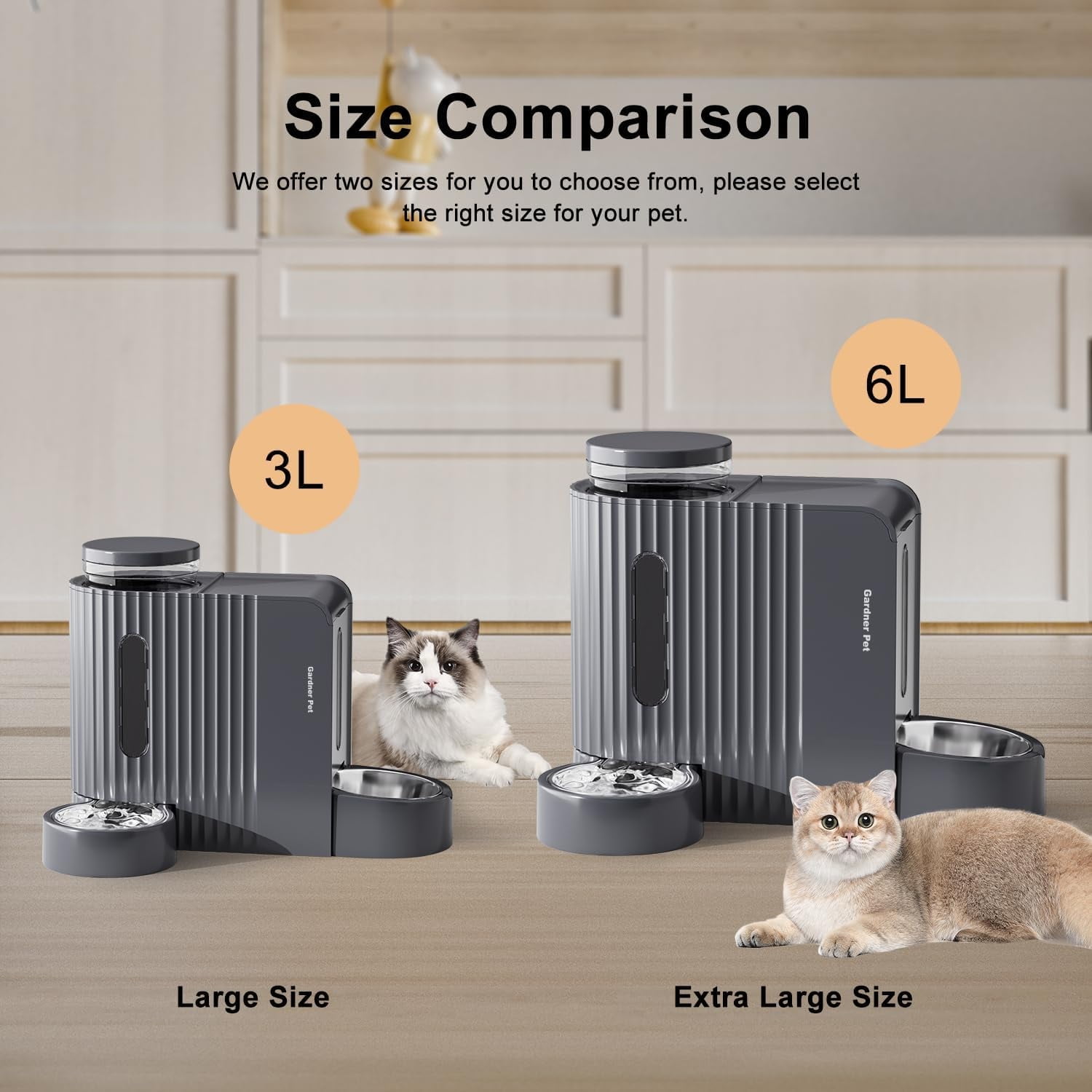 Nomipaw Cat Dog Feeder and Waterer - Automatic Gravity Feeding - Two-in-One - 1.6 Gallon Each Feeder - Dark Gray