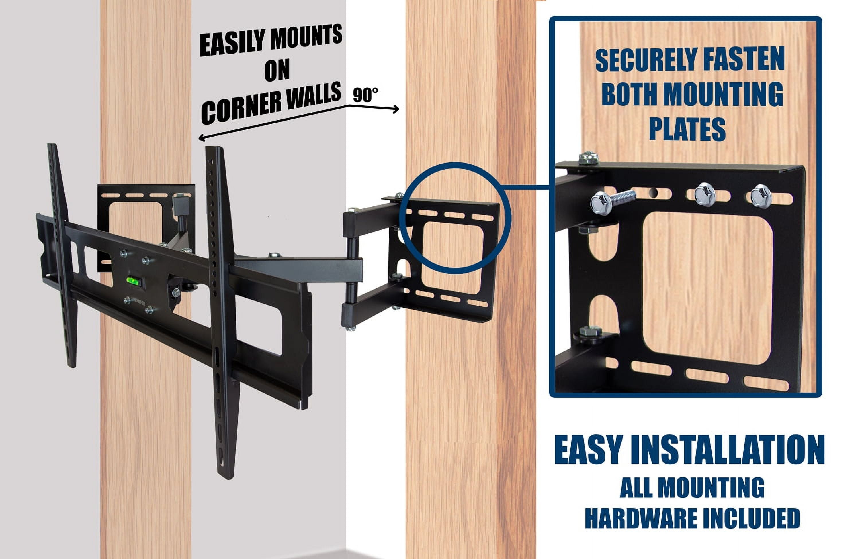 Mount-It! Full Motion Corner or Flat Wall TV Mount, Fits 37" -63" TV's, Capacity 132 lbs.