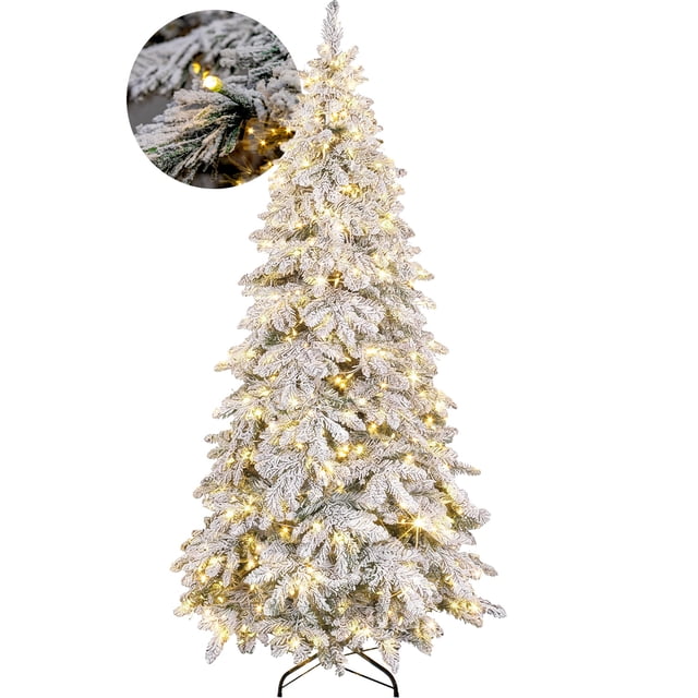 Arbol Navidad Luces Led Super Nevado 2.10m Pino Navideño Ramas Escarchadas