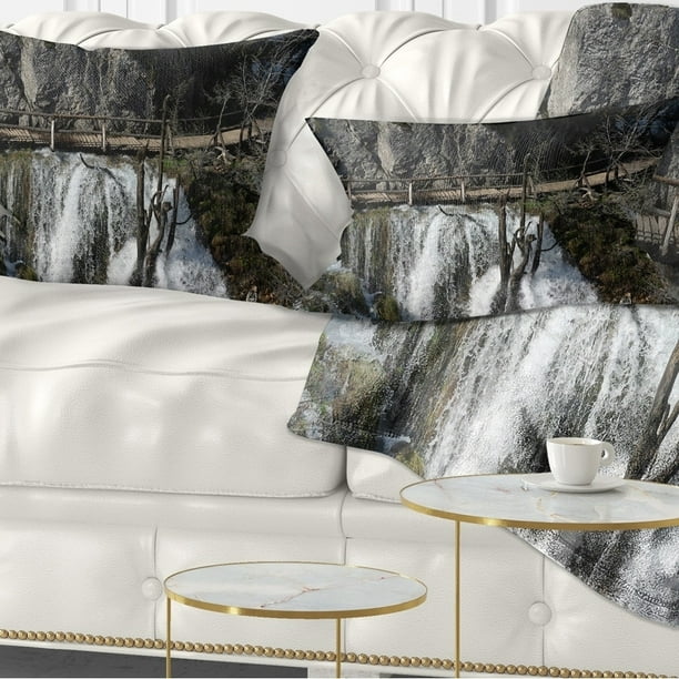Design Art Designart Wooden Pathway In Plitvice Lakes Landscape Photography Throw Pillow Walmart Com Walmart Com