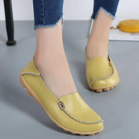 DUOYANGJIASHA Women s Comfortable Loafers Casual Round Toe Moccasins Wild Driving Flats Soft Walking Shoes Women Slip On-36