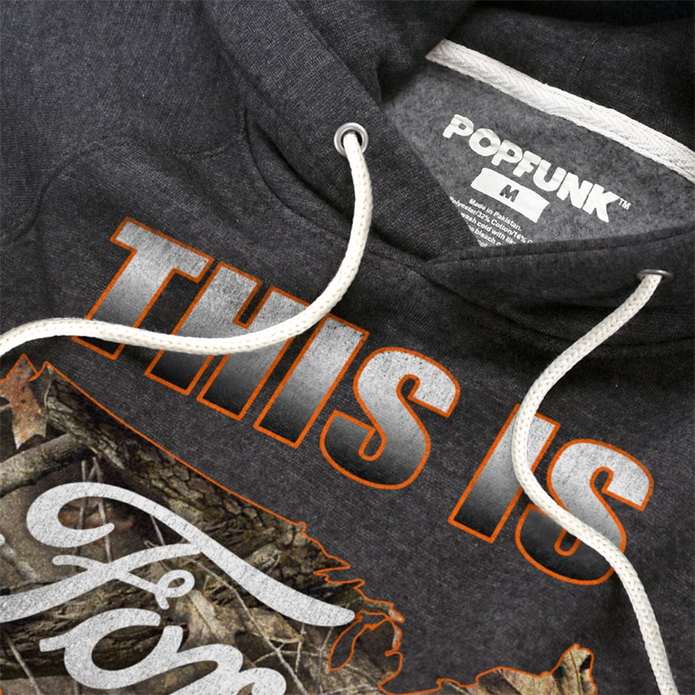 Ford Go Further Orange Camo Unisex Adult Slim Fit Pull-Over Heather Hoodie, Charcoal, Small