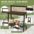 thumbnail image 2 of SERWALL Outdoor Potting Bench Set of 2 with Storage & Hooks, 3-Tier Heavy-Duty HDPE Garden Workstation Table, All-Weather Potting Table for Patio & Backyard, 34.8’’W x 17.7’’D x 45.5’’H - Coffee, 2 of 7