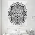 thumbnail image 1 of Mandala Tapestry, Ringed Ethnic Floral Pattern with Ornate Tile Lines Boho Circle Art Motif, Wall Hanging for Bedroom Living Room Dorm Decor, 60W X 80L Inches, Charcoal Grey White, by Ambesonne, 1 of 2