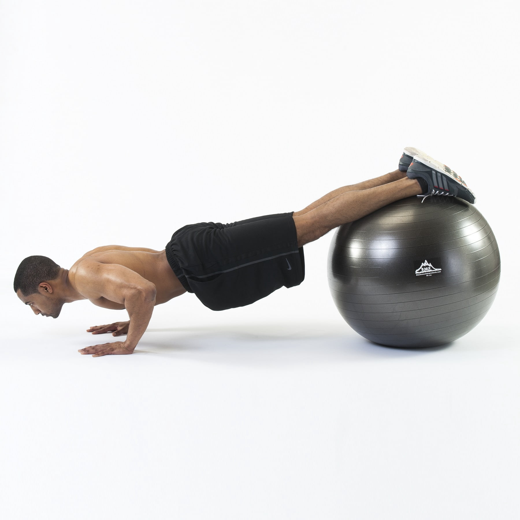 Black Mountain Products Professional Grade Stability Ball - Pro Series 1000lbs Anti-burst 2000lbs Static Weight Capacity, 45cm Black