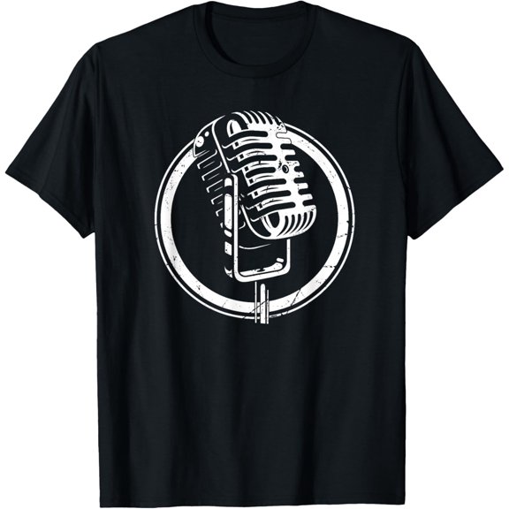 Vintage Microphone - Singer Vocalist Musician, Stand up T-Shirt men and women can wear,black,white,creative gift