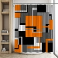 thumbnail image 3 of Orange Geometric Shower Curtain Black White and Gray Abstract Minimalist Line Geometry Mid Century Polyester Fabric Bathroom Accessories Set Include Hooks 70Wx70H Inch, 3 of 6