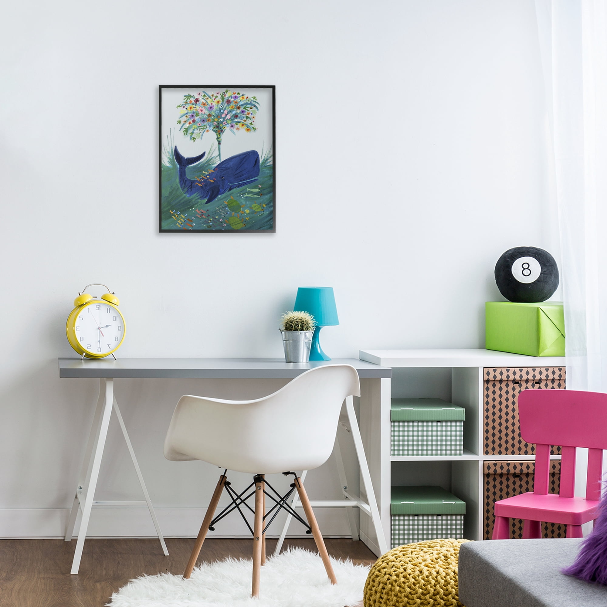 Stupell Industries A Flowery Whale Black Framed Giclee Art, design by Kay Widdowson