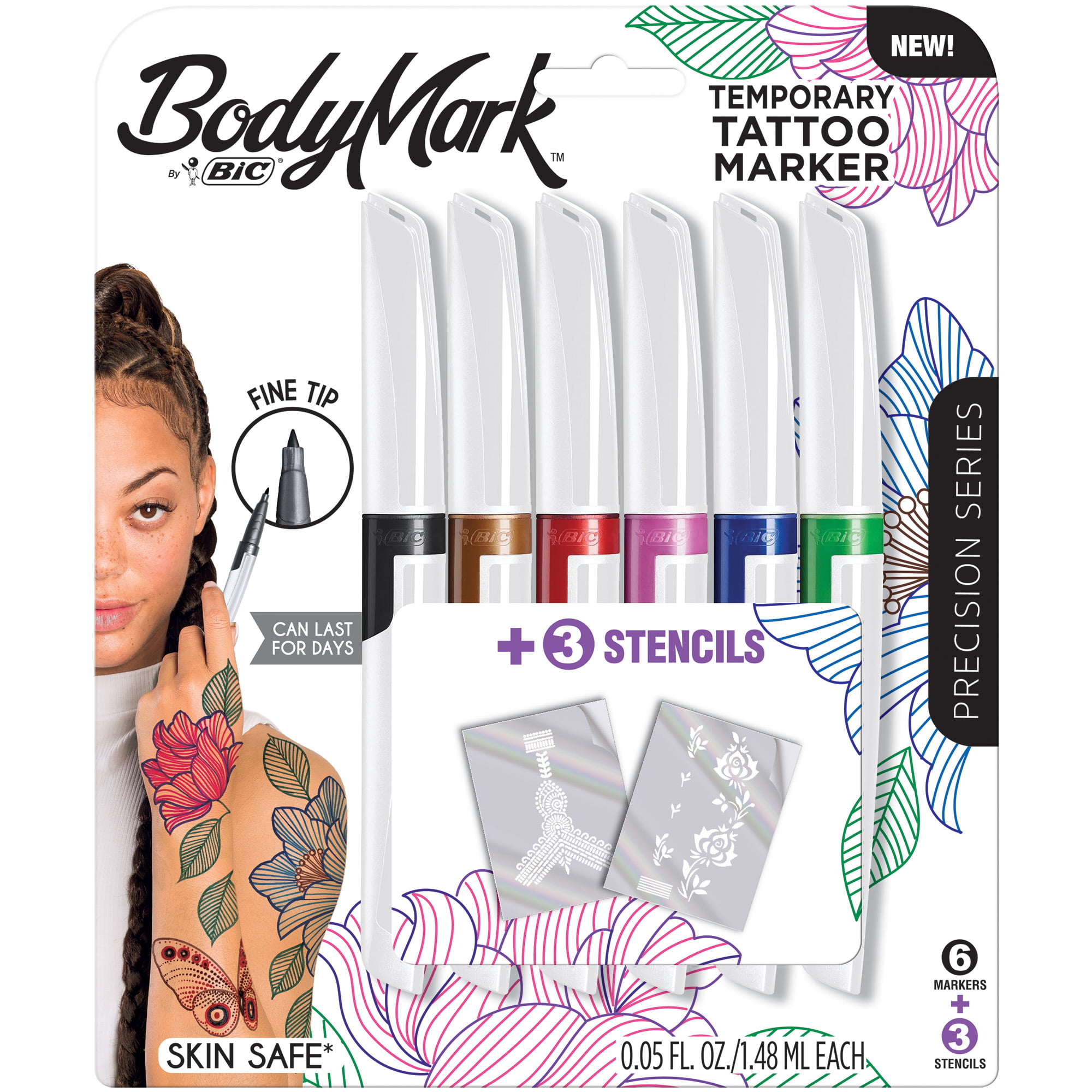 Bic Bodymark Temporary Tattoo Art Markers With Fine Tip Assorted