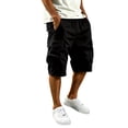 thumbnail image 3 of Gym Mens Shorts Solid Color Elastic Waist Casual Cargo Pants with Multiple Pockets Shorts, 3 of 7