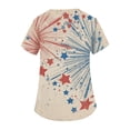 thumbnail image 3 of Iaqnaocc 4th of July Scrubs for Women American Flag Stars Nurse Working Uniforms Retro V-Neck Side Slits Scrub Tops July 4th Celebration Short Sleeve Medical Freedom Workwear Dark Blue XL, 3 of 4