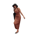 thumbnail image 2 of Vestido Informal Liso Sin Mangas con Tirantes Finos para Mujer Marrón L, 2 of 10