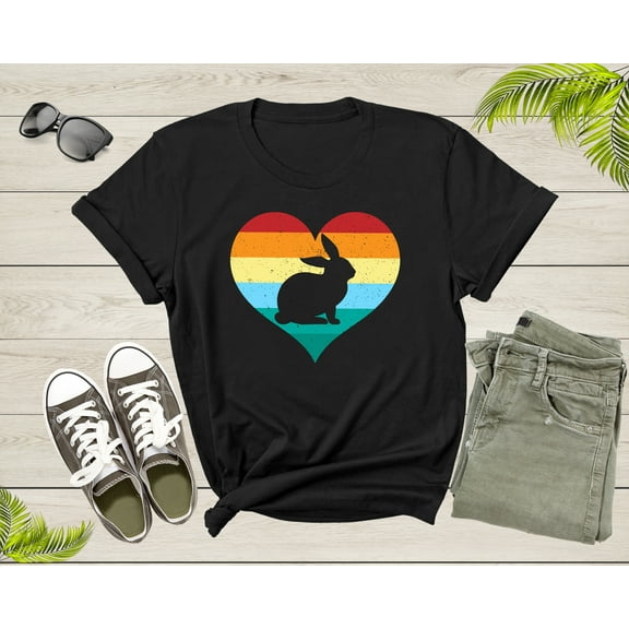 Happy Easter Day Cute Bunny Lover Gift Retro Rabbit Heart T-Shirt Rabbit Bunny Easter Shirt Easter Bunny Animal Gift Lover Family T Shirt