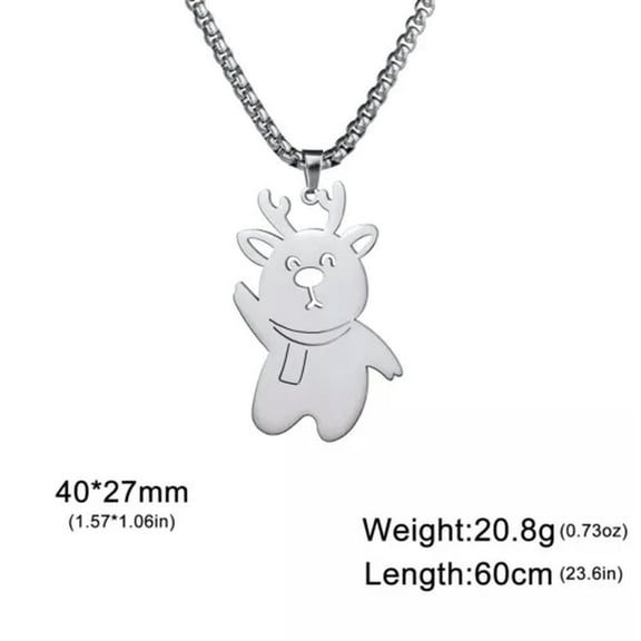 Christmas Hat Snowman Stainless Steel Necklace Hollow Scarf Deer Pendant Jewelry