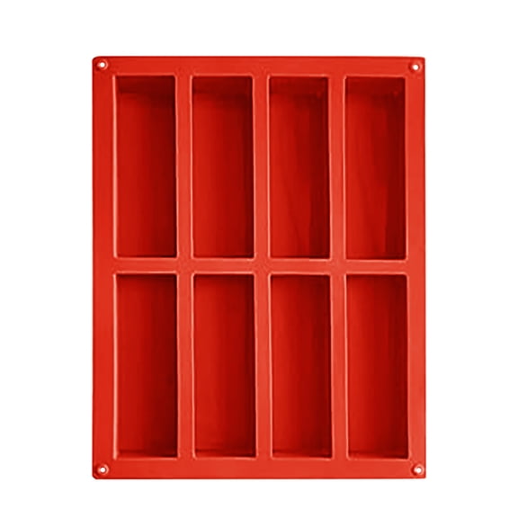 Oioii Granola Bar Mold Rectangle Silicone Candy Bar Mold Deep for Baking Chocolate Energy Bars/Protein/Nutrition/Cereal Bars/8-Cavity Butter Mould, Household Supplies, Red