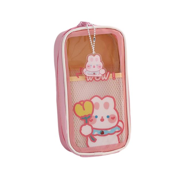 Injueey Estuche para lápices, estuche, cierre de cremallera, clasificación, bolsas de almacenamiento de papelería, organizador, suministros cartulina Rosa Tipo 2